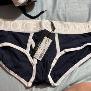 Dolce & Gabbana Men's Dark Blue Briefs with White Trim